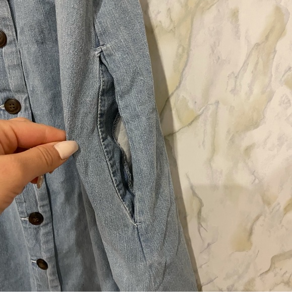 Vero Moda medium chambray blue denim button dress pockets neutral 100% cotton - Picture 4 of 10